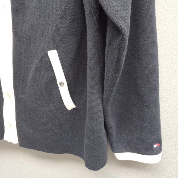 Vintage Tommy Hilfiger Sweater Womens 2X Navy Zip Cardigan Contrast Trim 00s - Picture 3 of 11
